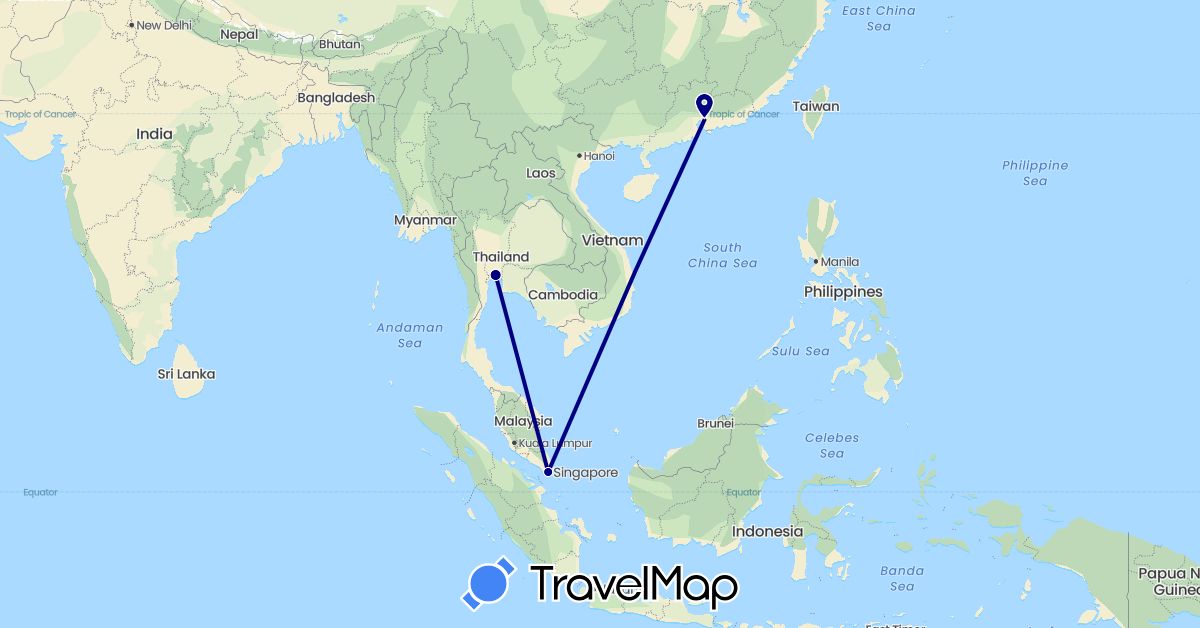 TravelMap itinerary: driving in China, Singapore, Thailand (Asia)